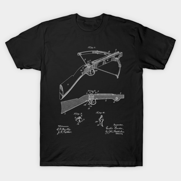 Crossbow Vintage Patent Hand Drawing T-Shirt by TheYoungDesigns